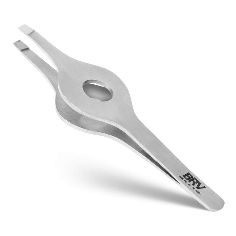 BRV MEN Wide Grip Slant Tweezers  HandFiled Slanted Tips for UltraPrecision  Tweezers for Eyebrows  NoseEarFacial Hair  Professional Tweezers for Women  Men  Silver